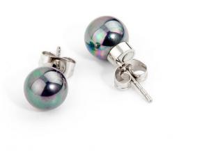 1819-1 Ocelové náušnice s perlou a magnetem